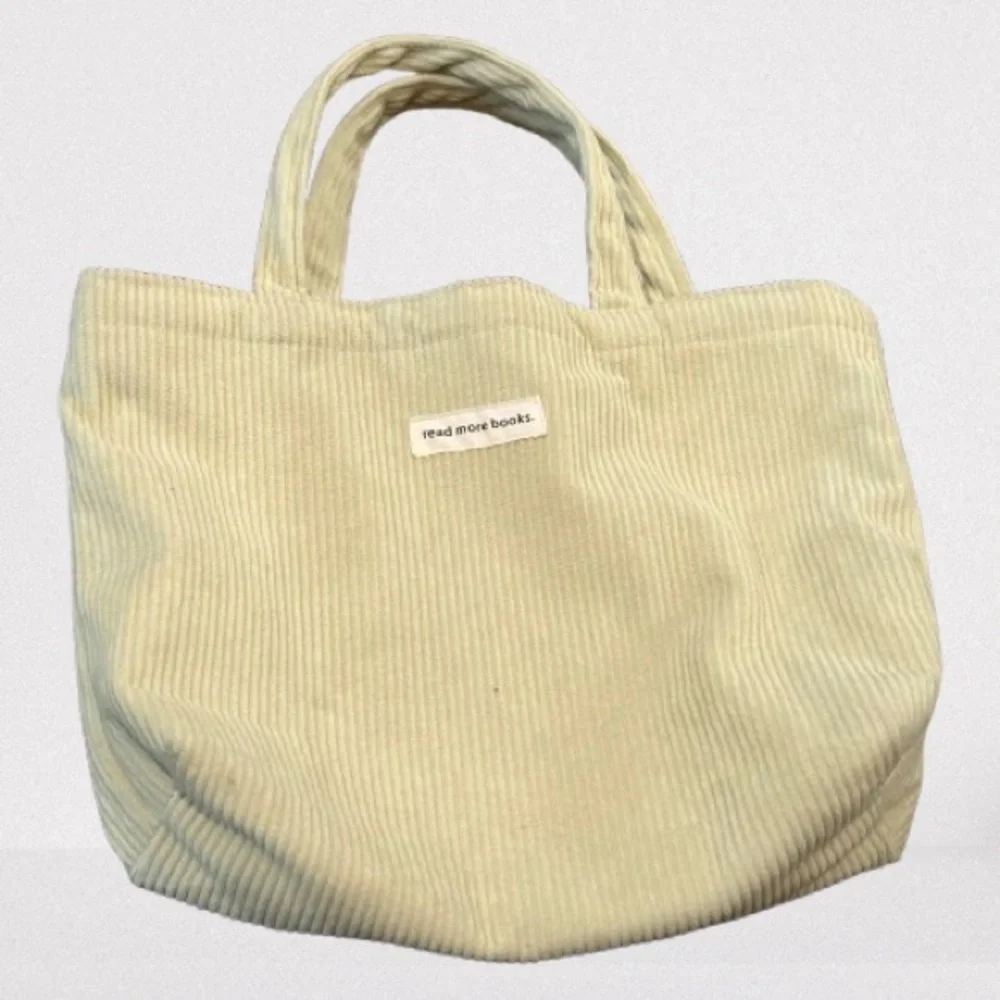 Read More Books Corduroy Mini Tote Bag Minimalist Book Lover Gift Key Lime - Picture 3 of 9